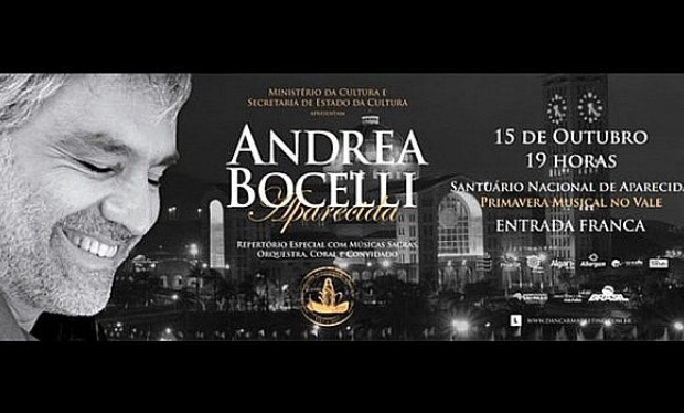 Andrea Bocelli faz show gratuito no Santuário de Aparecida